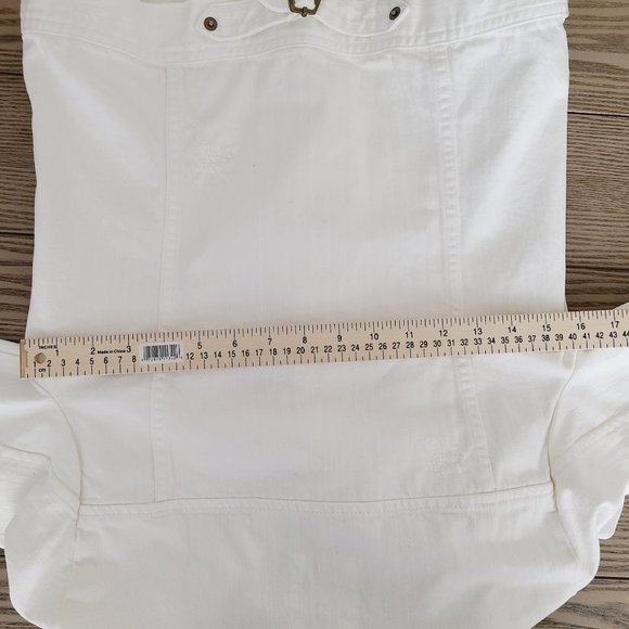 J. CREW Denim Jean Jacket XS White Distressed Button-Front Pockets 100% Cotton - Picture 7 of 9